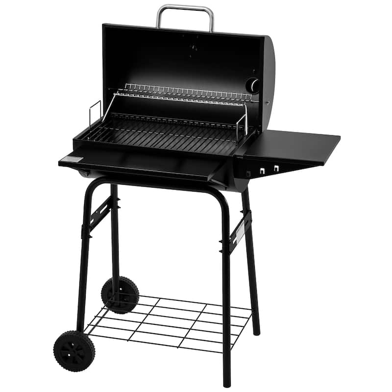 Royal Gourmet CC1624 Barrel Charcoal Grill with Side & Front Shelves