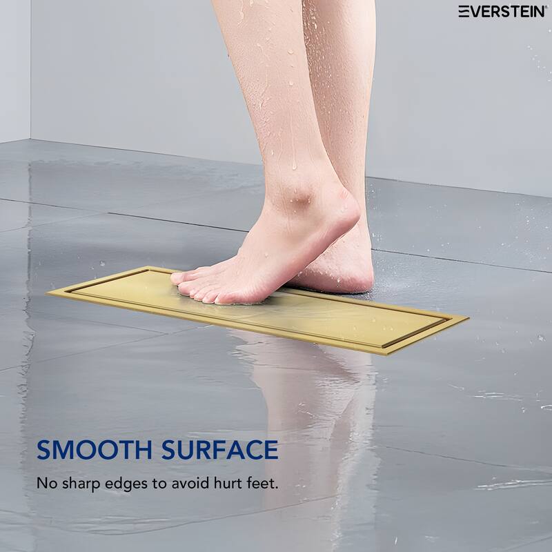 12-inch Linear Shower Drain With Solid Cover in Stainless Steel