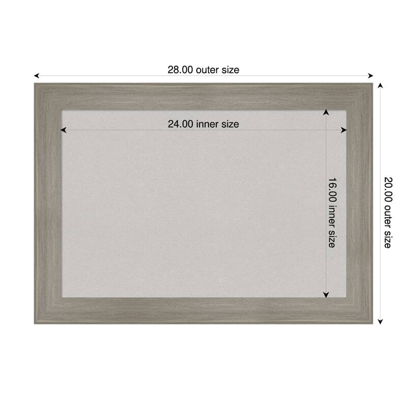 Grand Greywash Narrow Framed Cork Board - Bulletin Board, Organization Board, Pin Board - Grey - 28 x 20 in