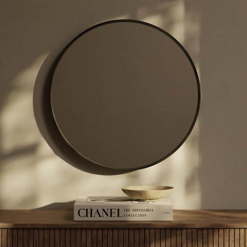 High Quality Wooden Frame Farmhouse Traditional Style Round Wall Mirror