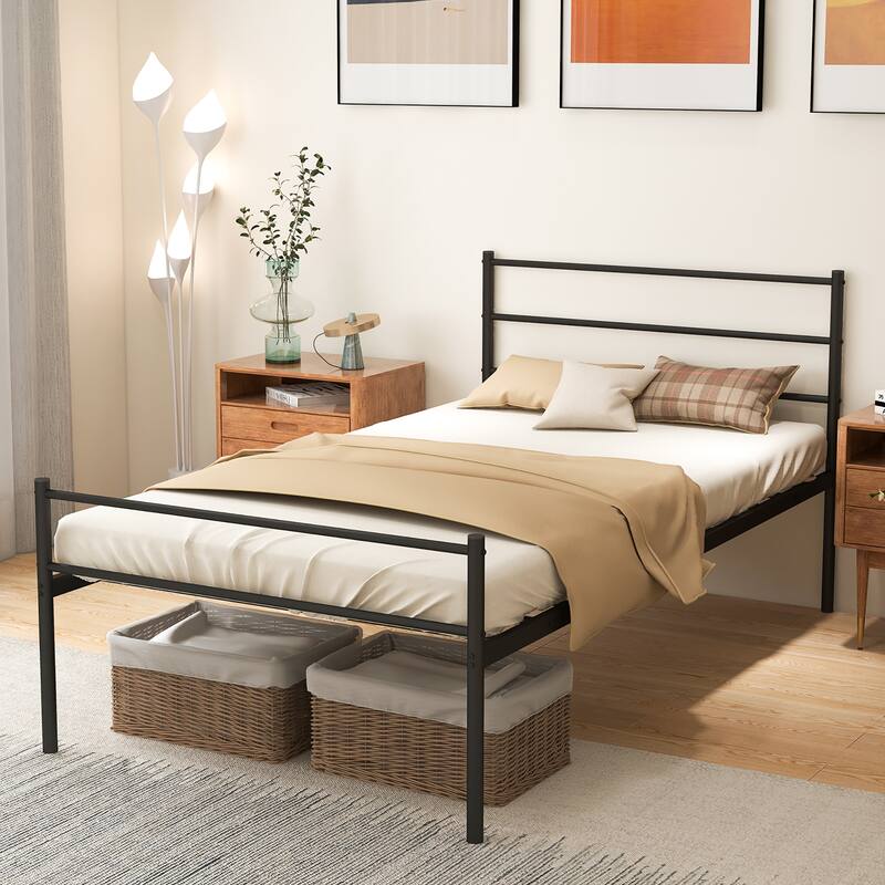Costway Twin Metal Bed Frame Mattress Foundation No Box Spring Needed