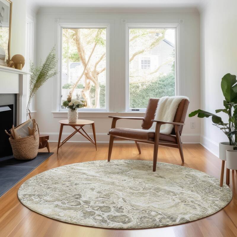 Premium Washable Super Soft Abstract Motion Mayfield Rug - Tan - 8' x 8' - Round