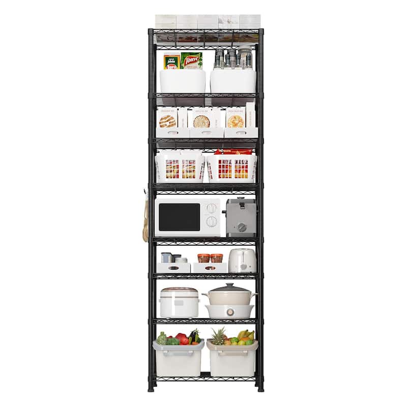 8-Layer Heavy Duty Storage Shelves Rack with Adjustable Feet and Wheels for Garage or Home