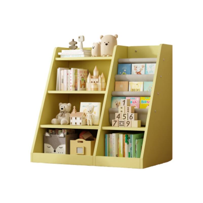 Wooden Toy Storage Organizer Cabinet Natural/ Wood Kids Bookshelf Children Bookcase Toddler Baby Sling Book Rack Shelf - Yellow