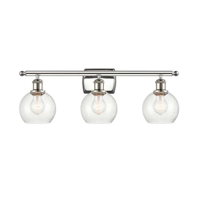 Innovations Lighting Athens 3 Light 26" Bath Vanity Light - 6" Shade - Polished Nickel/Seedy