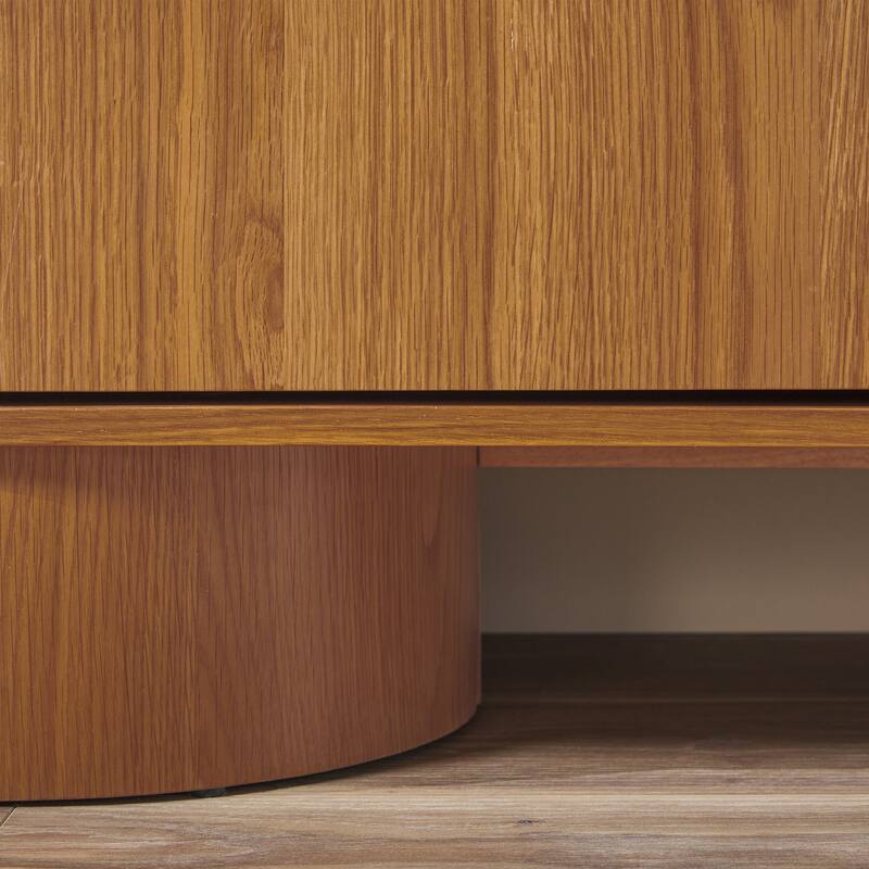 Walker Edison Modern Large Curved Solid Oak Wood Veneer Sideboard