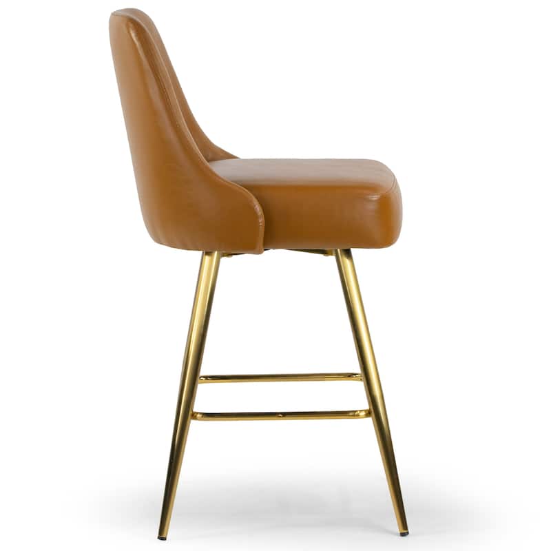 Set of 2 Auren Upholstered Stool with Golden Legs