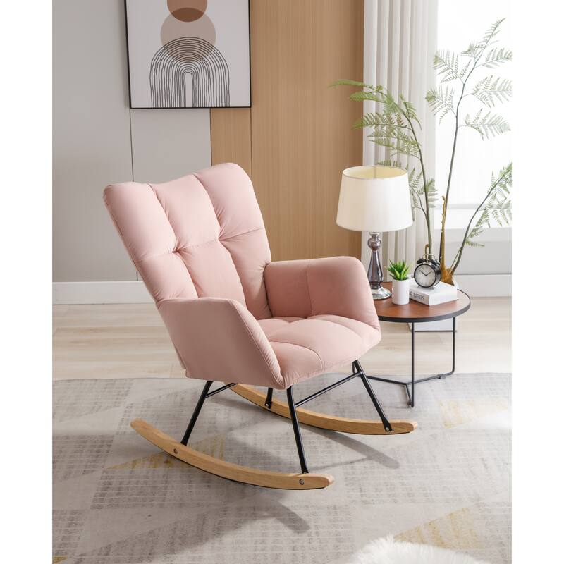 31.5" High Back Buttons Tufted Rocking Chair