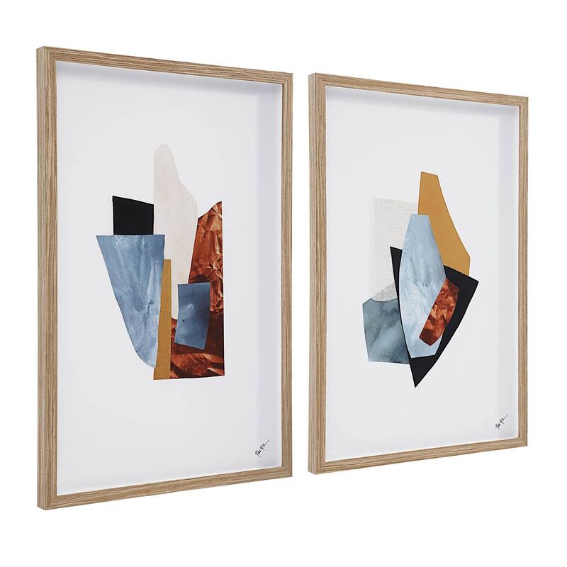 Renwil Odin Paper 2-Piece Wall Art with Light Walnut Frame