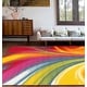 preview thumbnail 19 of 18, World Rug Gallery Modern Contemporary Waves Multicolored Non-slip Non-skid Area Rug