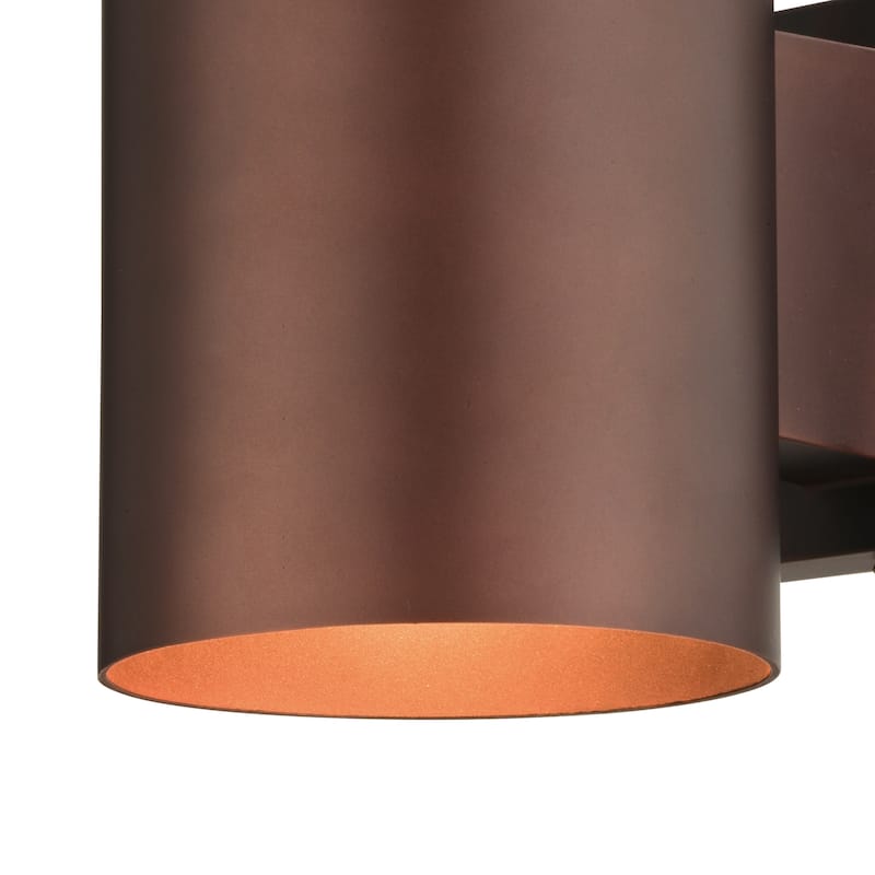 Chiasso Aluminum 1 Light Bronze Dark Sky Cylinder Outdoor Wall Lantern - 5-in W x 7.25-in H x 8-in D