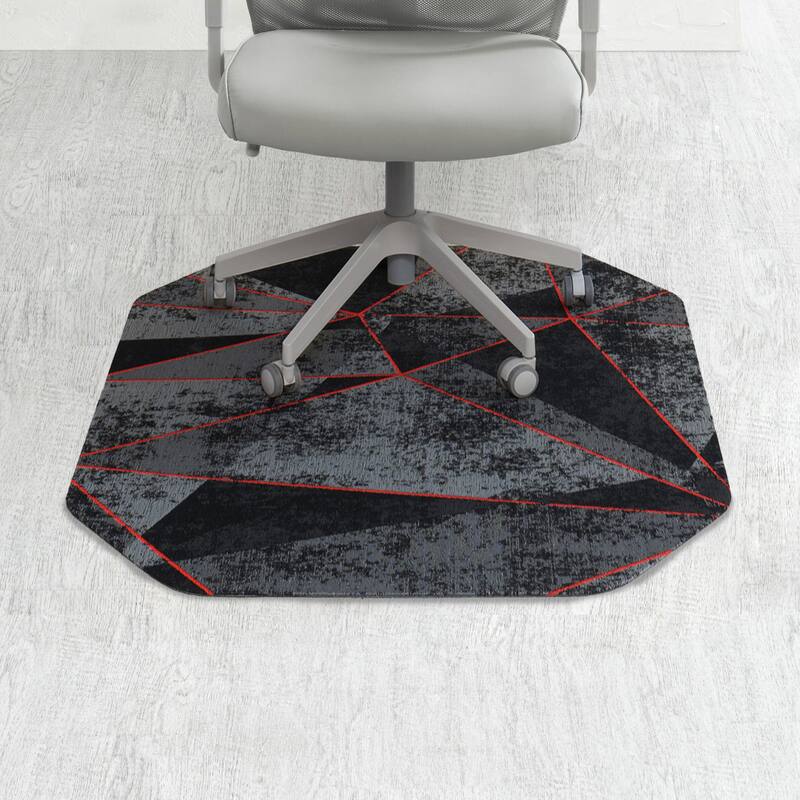Jani Gaming Chair Mat - Anti-Slip Ergonomic Rug and Chairmat Combo for Home Office, Hard Floor Protector with Smooth Glide - Red