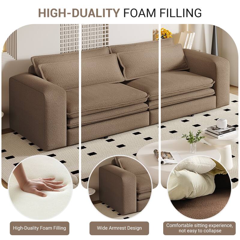 93" King Sleeper Sofa Bed - 3-in-1 Convertible Couch with Chaise Lounge, 2 Pillows, for Living Room, Office