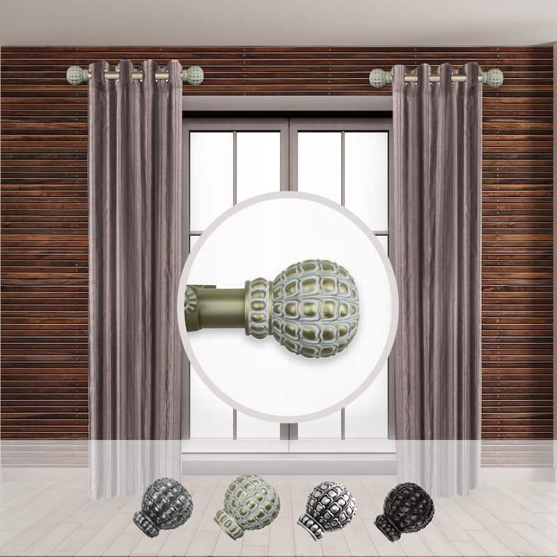 Art Nouveau Curtain Rods - Set of 2 - 12-20" - Resin Finials - Steel Rod - Home Decor - 20