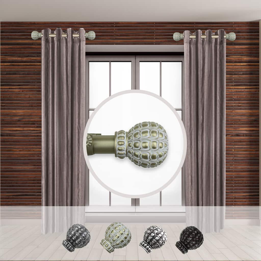 Art Nouveau Curtain Rods - Set of 2 - 12-20" - Resin Finials - Steel Rod - Home Decor - 20