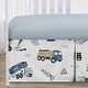 preview thumbnail 5 of 4, Blue Green Construction Truck Boy Sweet Jojo Designs 6p Crib Bedding + BreathableBaby Breathable Mesh Liner Chevron