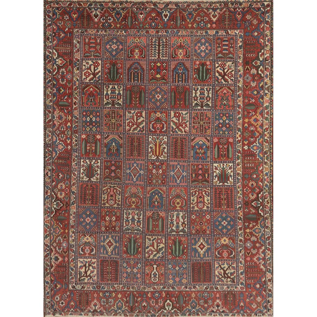 Hand Knotted Oriental 100% Wool Carpet Traditional Geometric Red Bakhtiari Area Rug - 13' 4'' X 10' 9''