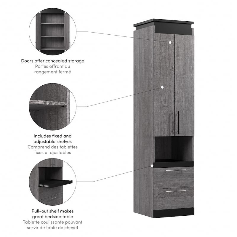 Orion Narrow Storage Cabinet with Drawers and Pull-Out Shelf by Bestar