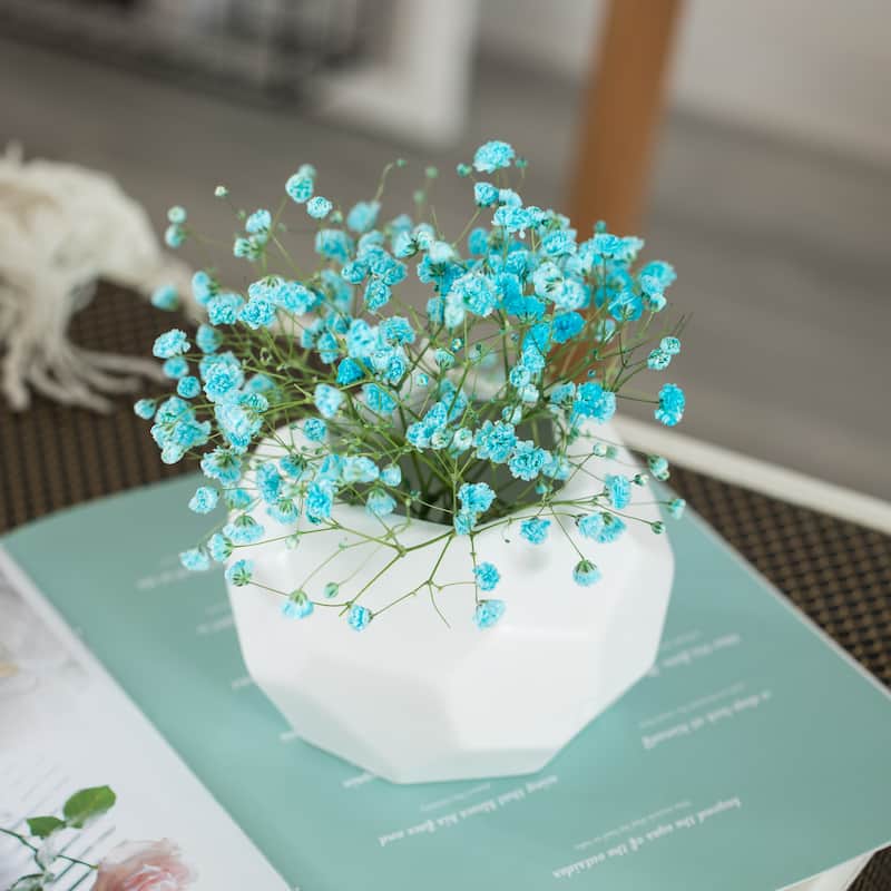 Uniquewise 4-In White Ceramic Table Vase - Modern, Bohemian, and Minimalist Decorative Centerpiece for Dining and Living Room
