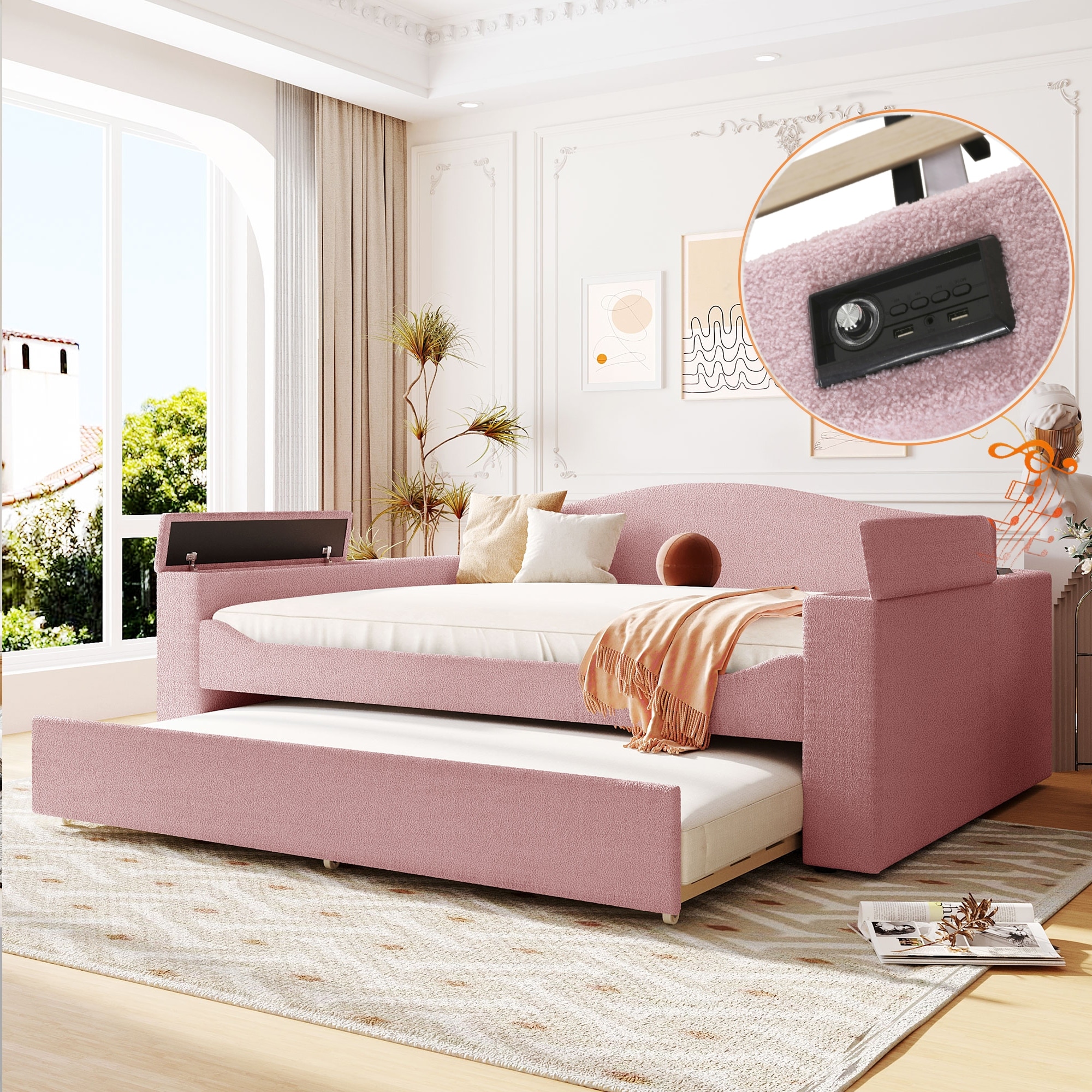 Pink daybed with deals storage