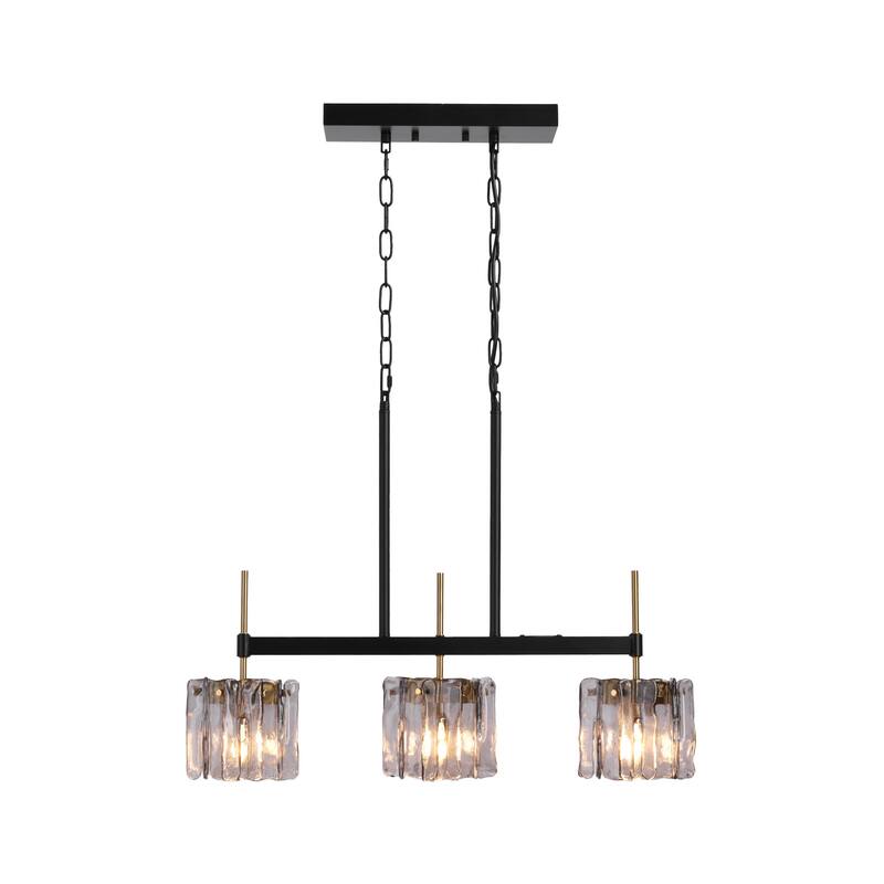1/3/5-Light Pendant Light Linear Lighting with Textured Glass Panel Shade