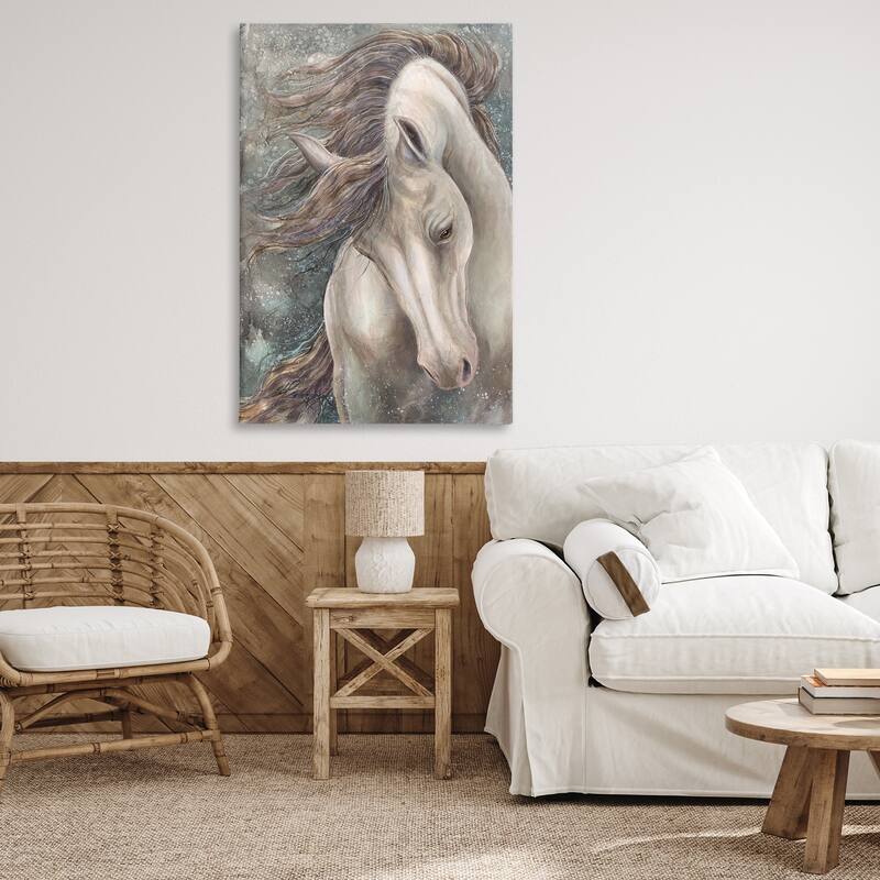 Stupell Rearing Horse with Waving Mane Canvas Wall Art Design By Jody Bergsma