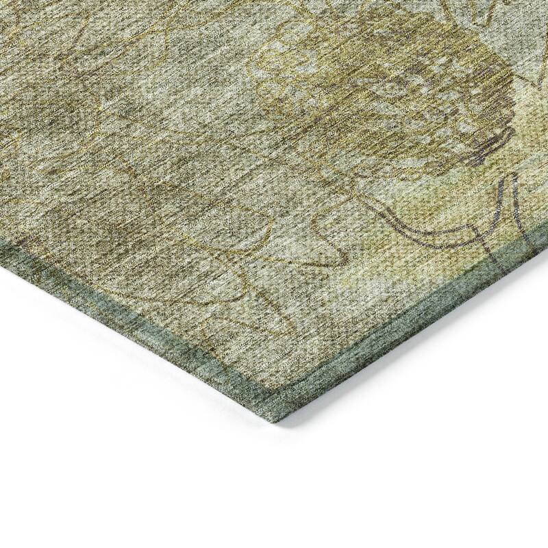 Machine Washable Indoor/ Outdoor Contemporary Floral Chantille Rug