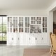 preview thumbnail 30 of 82, White Buffet Sideboard & Curio Bookcase Cabinet with Glass Doors