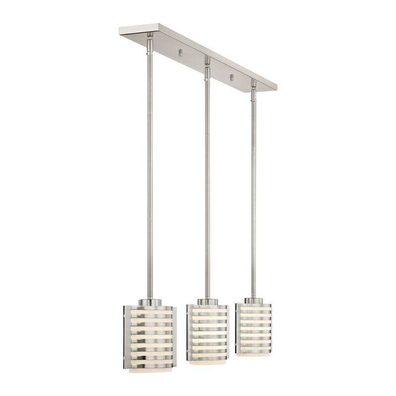 Livex Lighting 3-light Brushed Nickel Indoor Chandelier, 41033-91 - 36.5" L X 4.5" W X 9.25" - 45.25" ADJ H