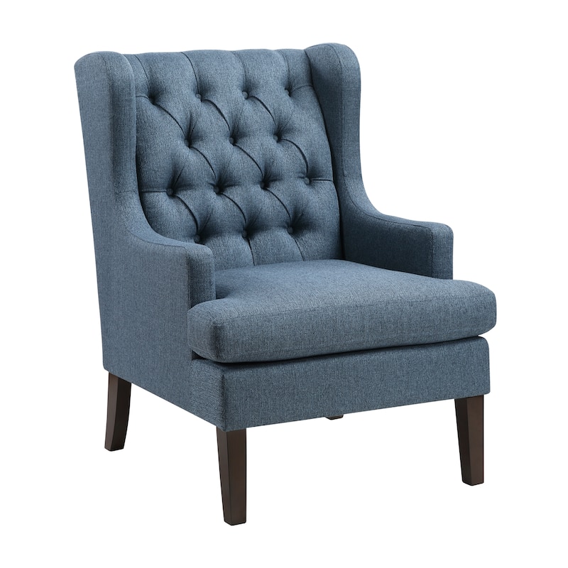 Haven 29" Textured Accent Chair - Button-tufted Chair Back - Blue