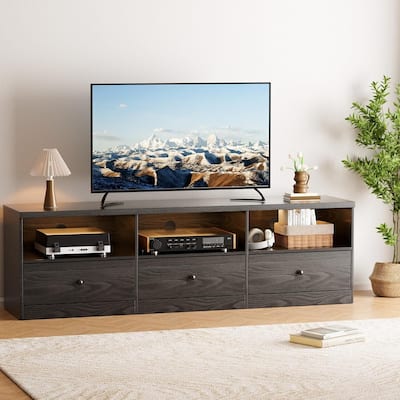 Modern Entertainment Center with Large Open Shelf TV Stand for TVs Up to 80 Inches for Living Room Office - N/A