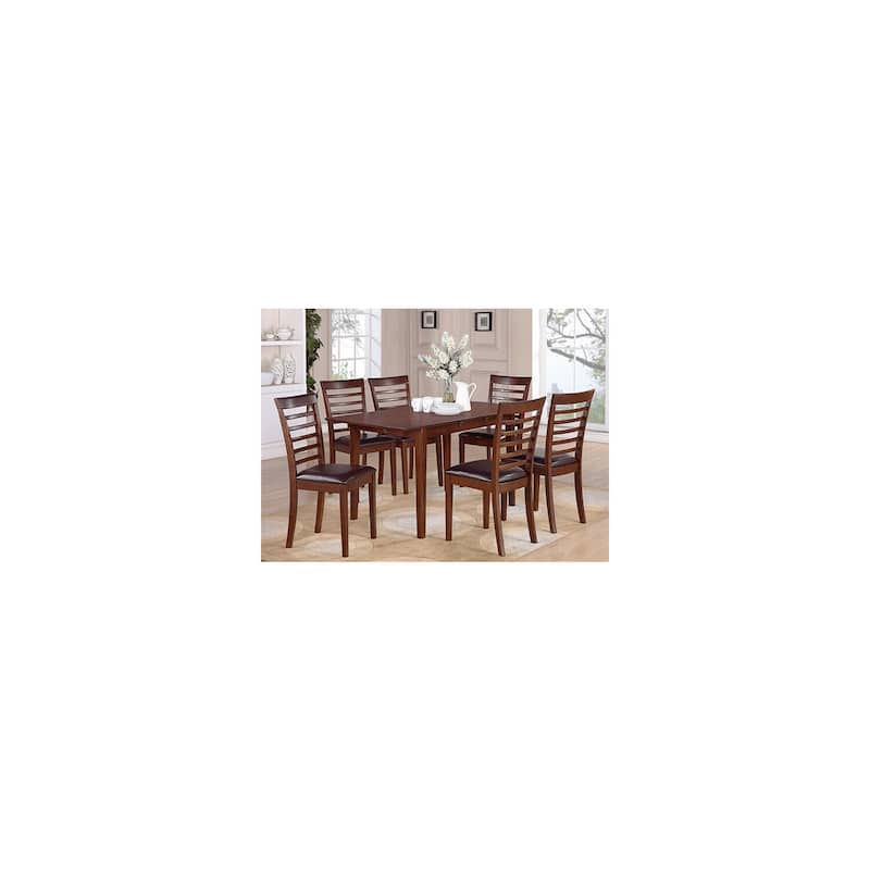 Chic 7 Piece Dinette Set - Rectangle Table w/ Leaf & 6 Dining Chairs - 32x60 Inch