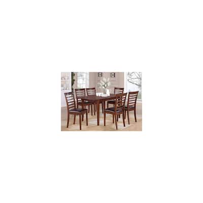 Chic 7 Piece Dinette Set - Rectangle Table w/ Leaf & 6 Dining Chairs - 32x60 Inch