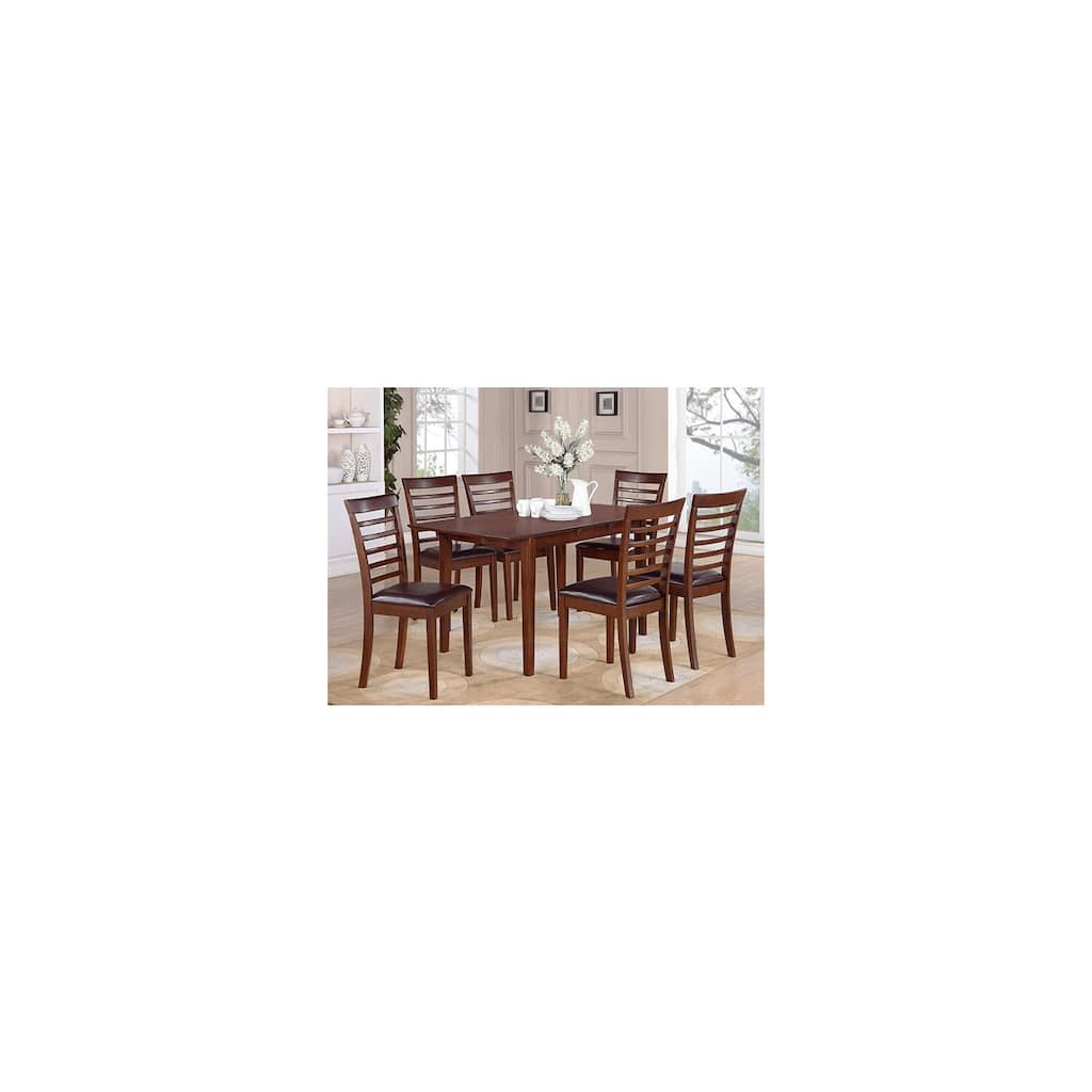 Chic 7 Piece Dinette Set - Rectangle Table w/ Leaf & 6 Dining Chairs - 32x60 Inch