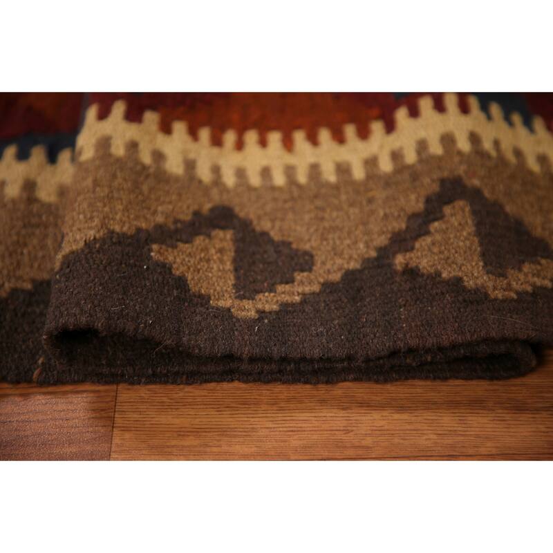 Reversible Kilim Oriental Area Rug Hand-woven Geometric Wool Carpet - 3'3" x 5'2"