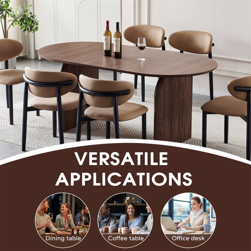 Modern Oval Dining Table with Double-Column Design