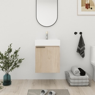 ARTCHIRLY 18 Inch Bathroom Vanity with Sink, Floating/Freestanding ...