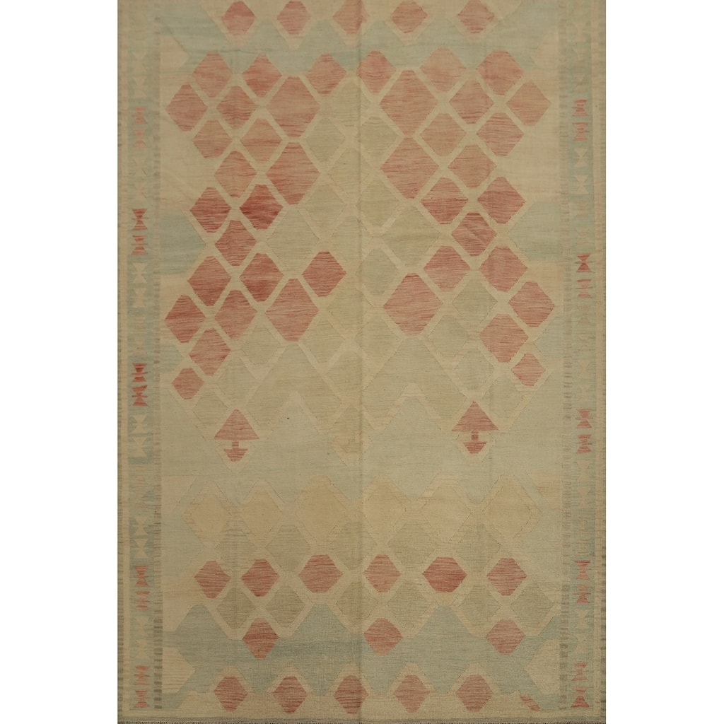 Hand Woven Oriental 100% Wool Carpet Southwestern Tribal Multi-Colored Kilim Area Rug - 10' 2'' X 8' 2''