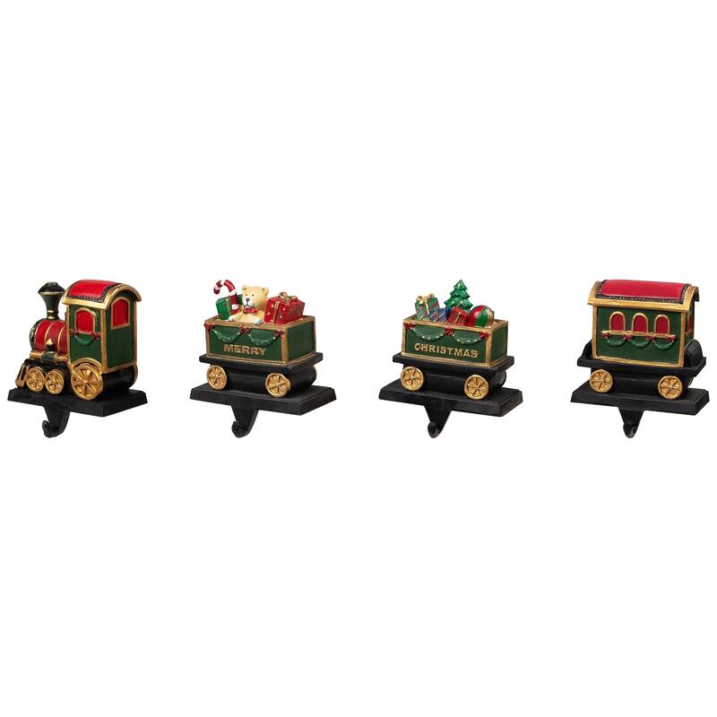 Set of 4 Merry Christmas Train Stocking Holders 5"