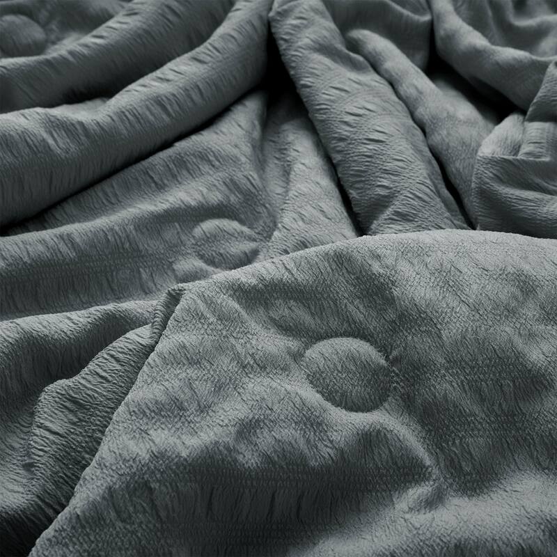Lightweight Cooling Reversible Bed Blanket, Breathable Seersucker Comforter for Hot Sleepers