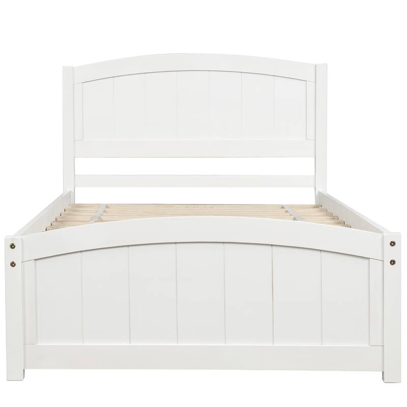 Elegant Twin Bed Frame - Sturdy Pine Wood Platform Bed with Slat Support