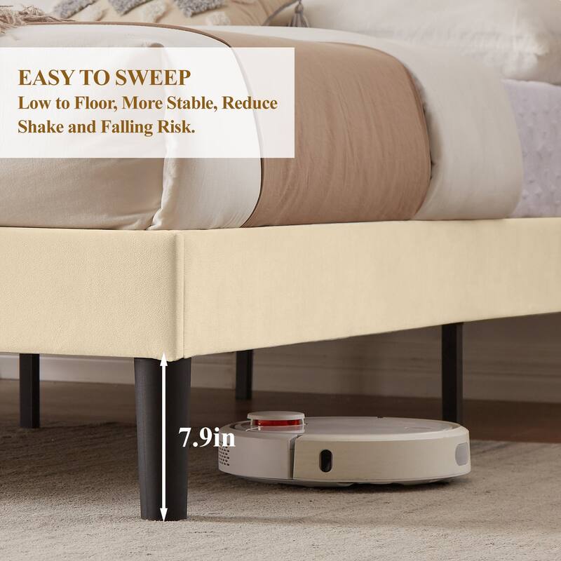 VECELO Tufted Upholstered Platform Bed Frame with Adjustable Height Headboard Twin/Full/Queen Size Beds