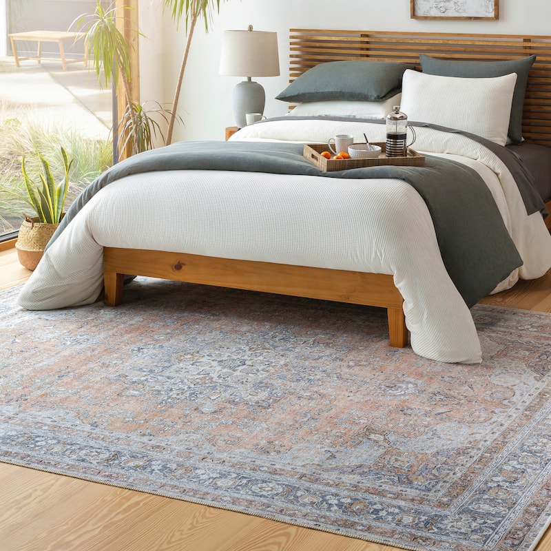Juniuss Faded Medallion Machine Washable Area Rug