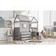 preview thumbnail 4 of 6, Gray Twin Size Solid Wood House Loft Bed with Storage Desk, Drawer Chest
