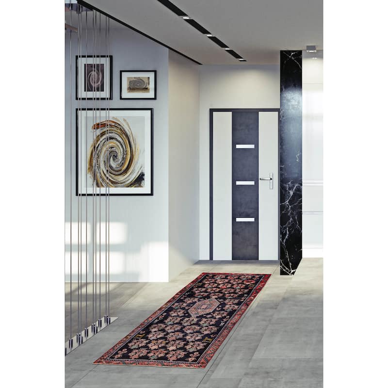 ECARPETGALLERY Hand-knotted Andelz Navy Wool Rug - 3'11 x 10'10