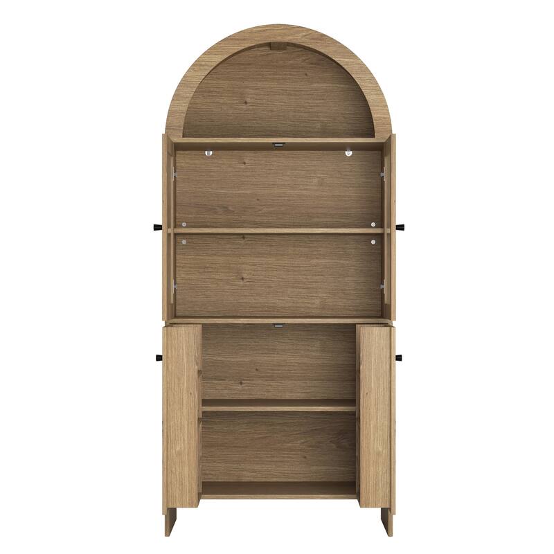 Natural Wood Grain Tech-Inspired MDF Dome Cabinet A Smart Combination of Snack Storage and LED Lighting