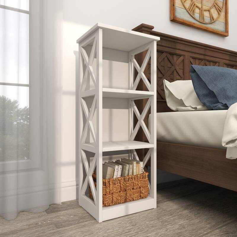 White Wooden 4 Shelves Shelving Unit