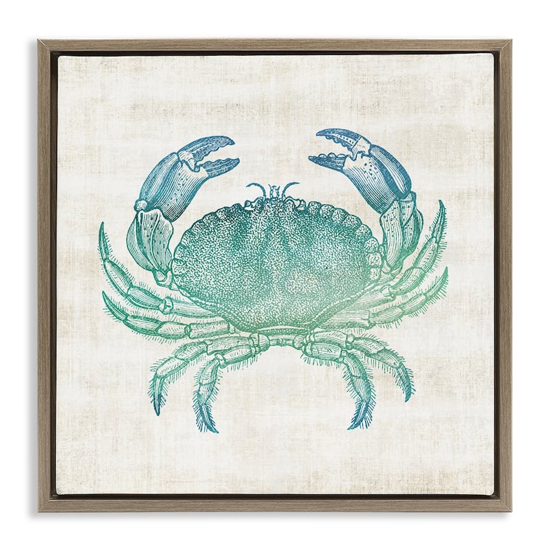 Stupell Ombre Crab Impression Framed Floater Canvas Wall Art Design By Susan Arnot - 25 x 25 - Brown