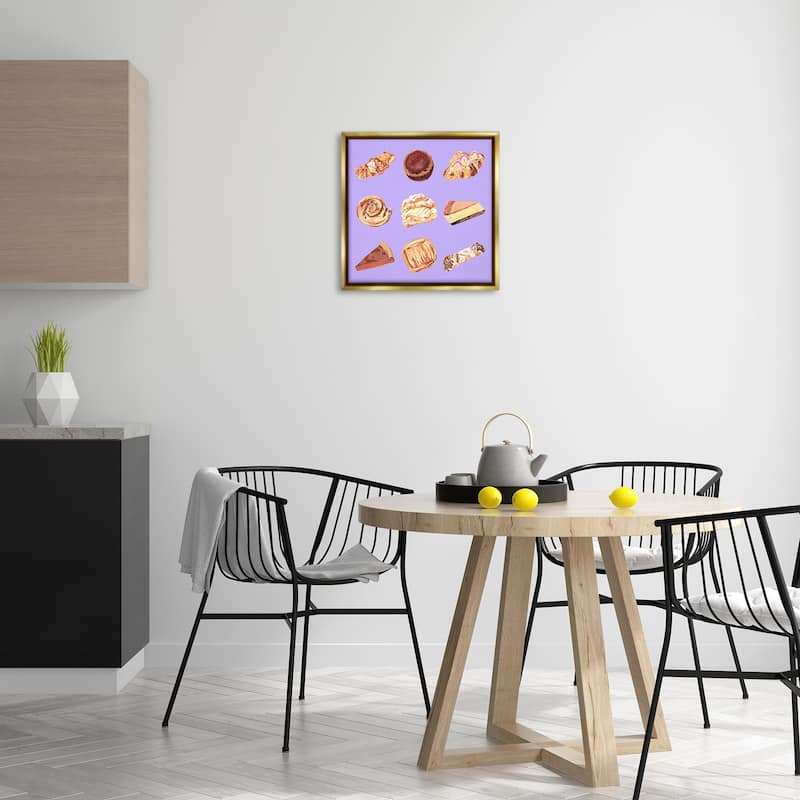 Stupell Delicious Pastries on Purple Framed Floater Canvas Wall Art Design By Melissa Wang