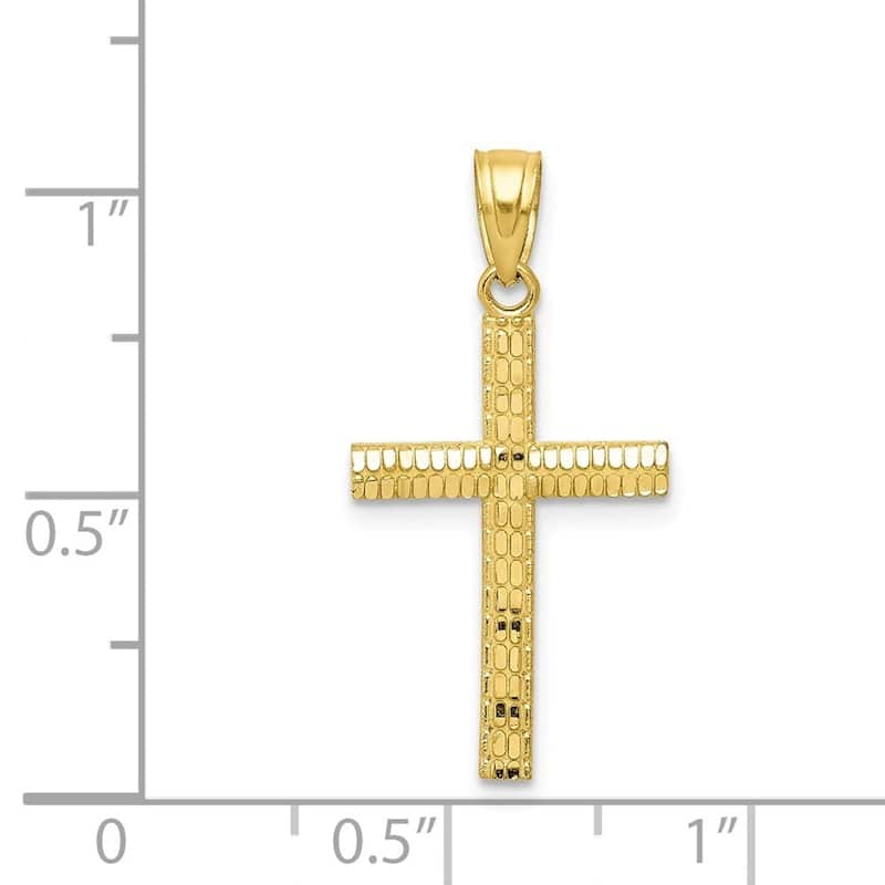 Curata 10k Yellow Gold 18" Sparkle Cut Religious Faith Cross Pendant Necklace